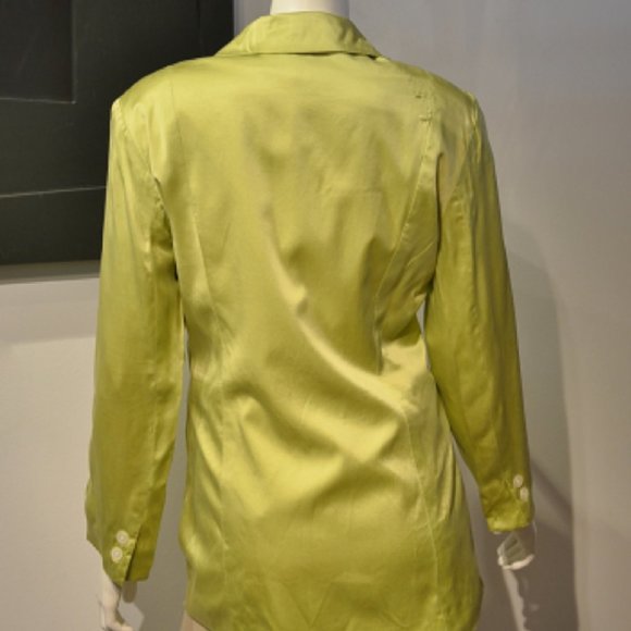 Mark Eisen Green Apple Silk Charmeuse Blazer - Picture 3 of 4